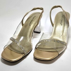 Pierre Dumas Vintage Women's Sandals Lucite Gold and Sparkle Size 9M Like New